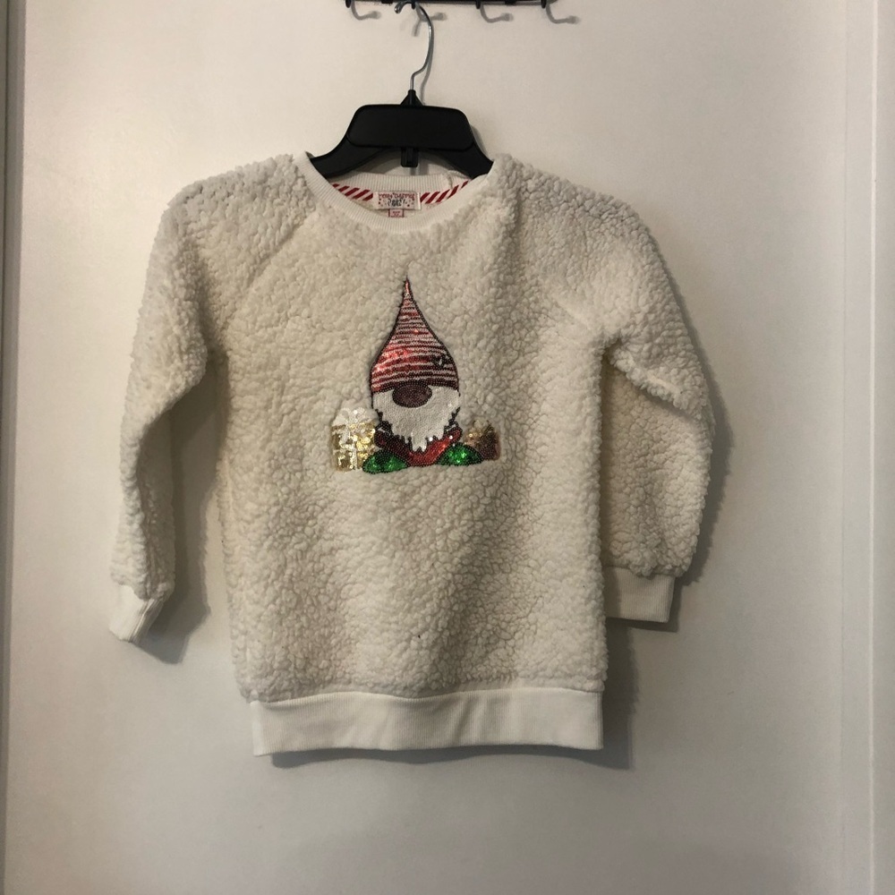 Poof Girl White‎ Whimsical Garden Gnome Sweatshirt Medium